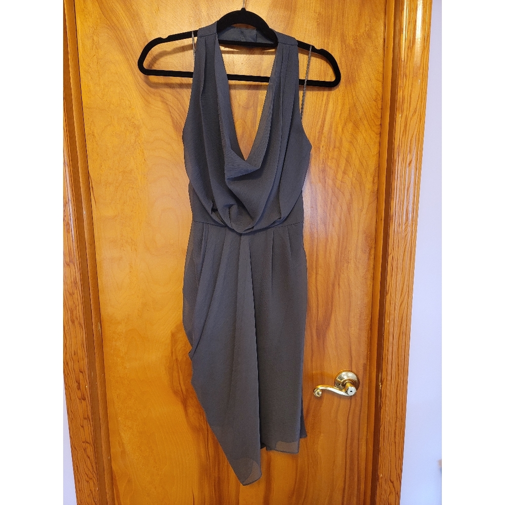Grey Crepe Halter Dress